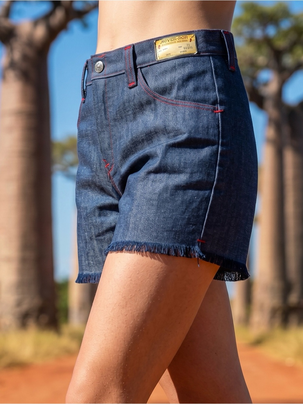 Vintage Dead stock 70’s Never Iron Frayed Hem Denim Jean Shorts  Sz 12 / 32”